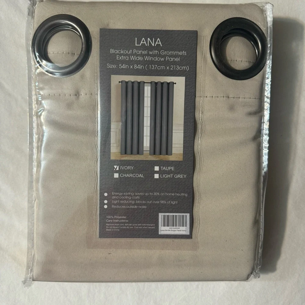 Lana Ivory blackout panel with grommets extra wide window panel